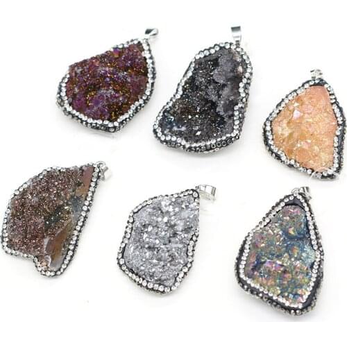 Natural Stone Irregular Crystal Bud Charm Pendant Multiple Colour Jewelry Making DIY Bracelet Necklace Accessories 30x40-35x45mm