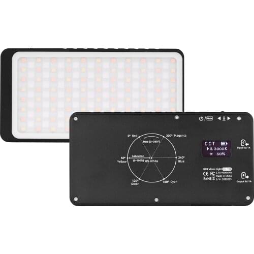 RGB LED Video Light Lamp Bi-color Fill Light 2600K-6000K CRI 96 Built-in 4000mAh Lithium Battery with Storage Bag for Vlogging