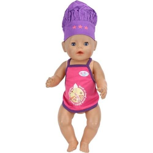 Hat +Apron, Chef Suit Wear For 43cm Baby Reborn Dolls