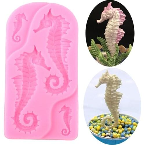 Cute Hippocampus Silicone Mould Cupcake Topper Animals Fondant Cake Decorating Tools Chocolate Gumpaste Moulds Candy Clay Molds