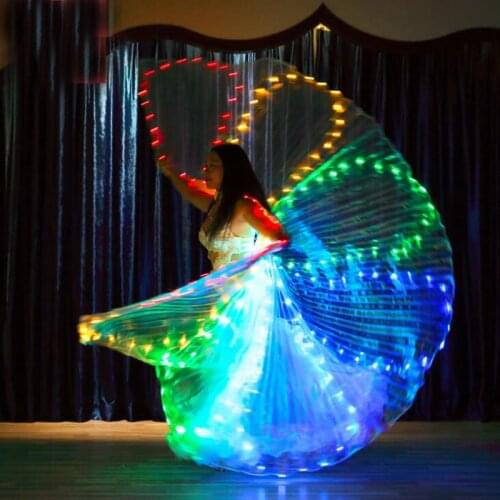 Belly Dance LED Luminous Isis Wings Rainbow/White Belly Dancing Wings 360 Degree Stage Show Props LED Wings dance Accessories