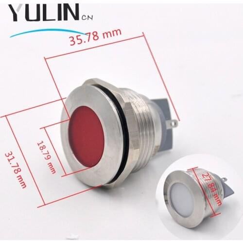 28mm Waterproof IP67 LED Metal Indicator Pilot Light Signal Lamp Machine Boat Car Working PC Power