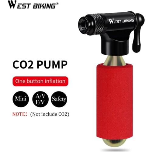 WEST BIKIING CO2 Bicycle Pump AV/FV Valve Portable Mini Hand Pump MTB Road Air Tire Inflator Bike Pump for Ball Bike Accessorie