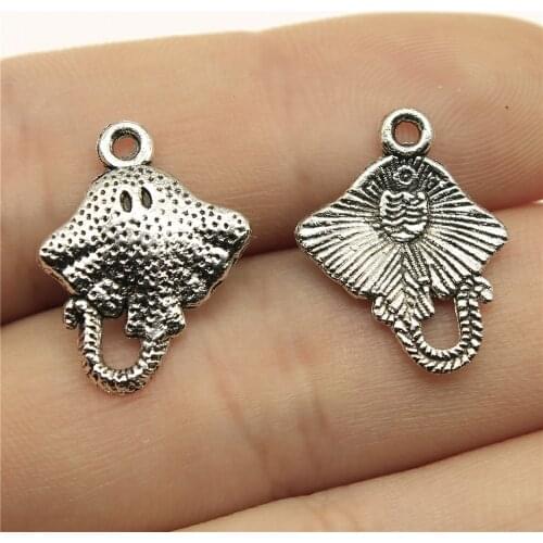 WYSIWYG 20pcs 21x13mm Charms Stingray Fish Mobula Antique Silver Color Making Pendant Fit Vintage Manta Ray Charms