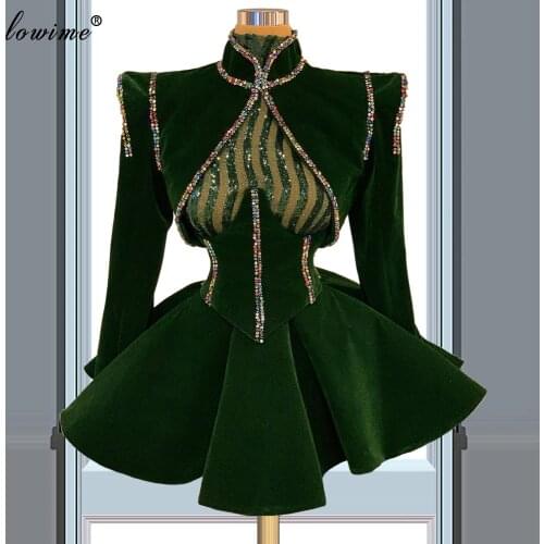 Green Mini Celebrity Dresses For Women Party Night Long Sleeves Vintage Birthday Party Dresses Graduation Gowns платье 2021