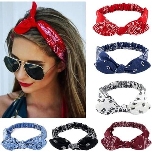 2021 New Women Print Headbands Vintage Cross Turban Bandage Bowknot Elastic Hairbands Bandanas Soft Solid Girls Hair Accessories