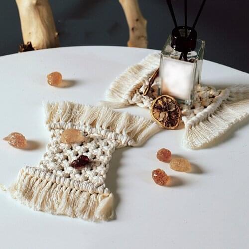 Macrame Coaster Handmade Placemat For Dining Table Cotton Woven Bedside Kitchen Decoration Accessories Table Mat Boho Decor