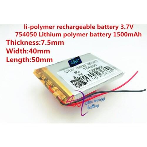 3.7V,1500mAH 754050 polymer lithium ion / Li-ion battery for dvr,GPS,mp3,mp4,cell phone,speaker