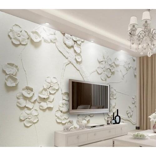3d nature wallpapers modern living room wallpapers Plum relief wallpaper for walls Home Decoration