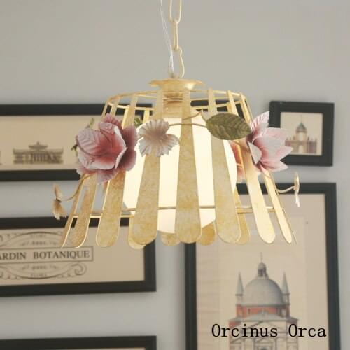 American Rural Flower Chandelier corridor dining room bedroom romantic color creative led Glass Chandelier free shipping