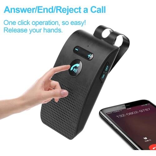 Speaker Music Player Wireless Car Bluetooth Handsfree Kit Audio Receiver Speakerphone Sun Visor Clip V5.0 Bluetooth