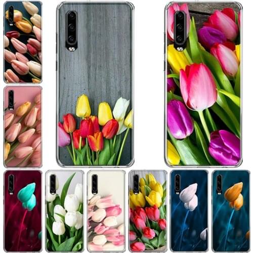 Tulip flower Phone Case For Huawei P10 P20 P30 P40 Mate 30 20 10 Lite Pro P Smart Z Plus 2019 2018 Cover Coque