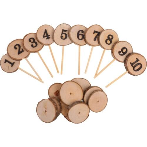 Rustic Wood 1-10 Table Numbers Log Pieces Wedding Decoration Stick Stand Freestanding Timber Base Wedding Accessories