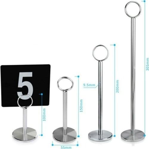 Black Silver Metal Stainless Steel Tabel Table Number Card Sign Holder for Wedding 1pcs