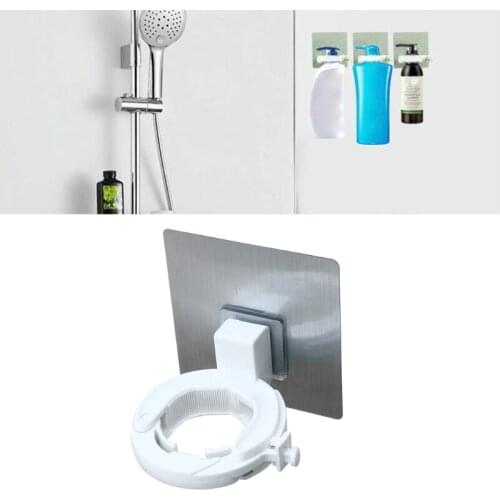 Soap Pump Bottle Dispenser Holder Stand 4 Pcs Self-Adhesive Hand Sanitizer Hanging Rack Wall Mounted Shower Gel Bottle