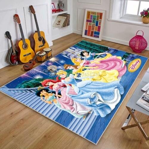 3D Disney Cinderella Mermaid Princess Belle Arlo Play Mat Children Non-slip Carpet Baby Crawling Carpet Kids Girls Room Rug
