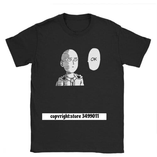 Mens One Punch Man Tops T Shirt Saitama Oppai Anime Manga Cotton Clothes Vintage Fitness Classic Tees Camisas T-Shirt