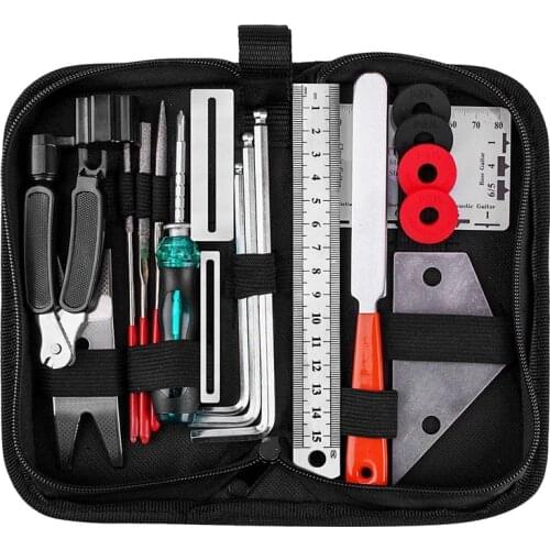 Guitar Repair Tools 20Pcs Guitar Tool with String Organizer Guitar Winder String Cutter String Action Ruler Gauge Fingered Gua