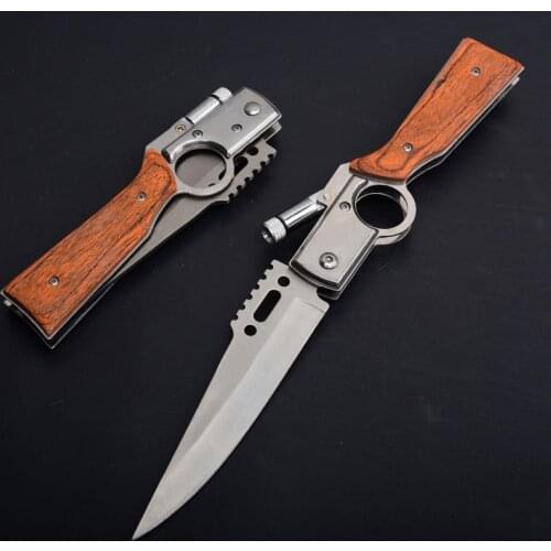 Quality Tactical Knife Pocket Tactical Folding Blade Knife 57HRC+ Woodle Survival Hunting Camping Pocket Knifes with LED Knives