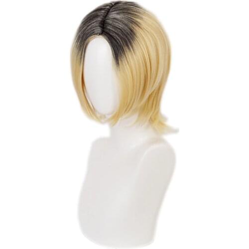 Kenma Kozume Black Gold Gradient Wig Anime Haikyuu Karasuno High School Volleyball Club Cosplay Hair Synthetic Cosplay Wig