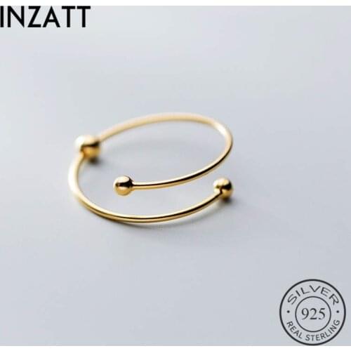 INZATT Real 925% Sterling Silver Minimalist Round Chain Ring For Women Party Classic Fine Jewelry Geometric Accessories