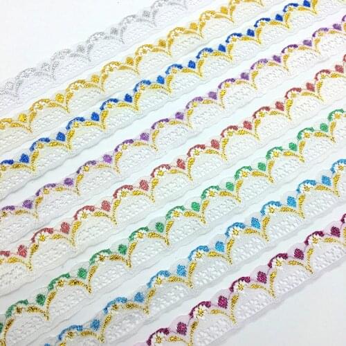 5yards/lot 30mm Wide Glitter Embroidered Net Lace Trim Fabric Garment Ribbon Headband wedding party decoration DIY Accessorie