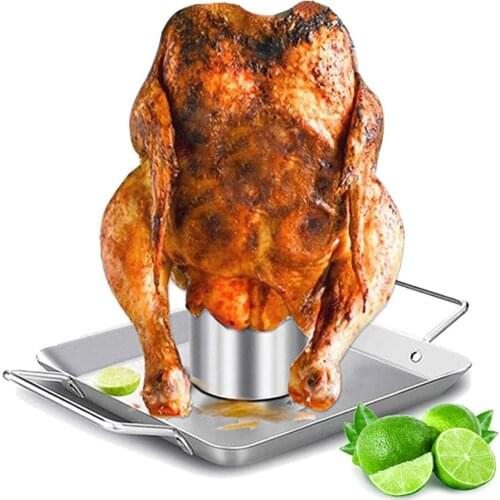 Chicken Roasting Plate Stainless Steel Chicken Roasting Rack Barbecue Non-Stick Beer Can Chicken Holder for Grill Oven BBQ Tool