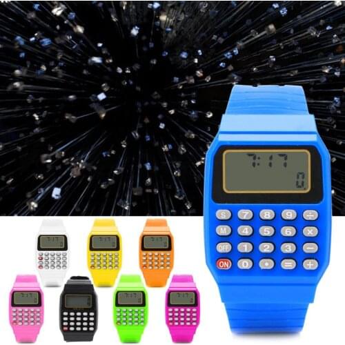 F19E Fashion Child Kid Silicone Date Multi-Purpose Electronic Calculator Wrist Watch