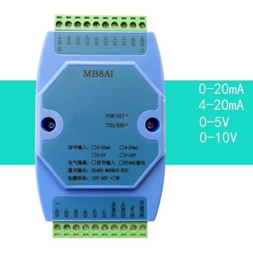 MB8AI 4-20mA 0-20mA 0-5V 0-10V analog input acquisition module transmitter RS485 MODBUS RTU