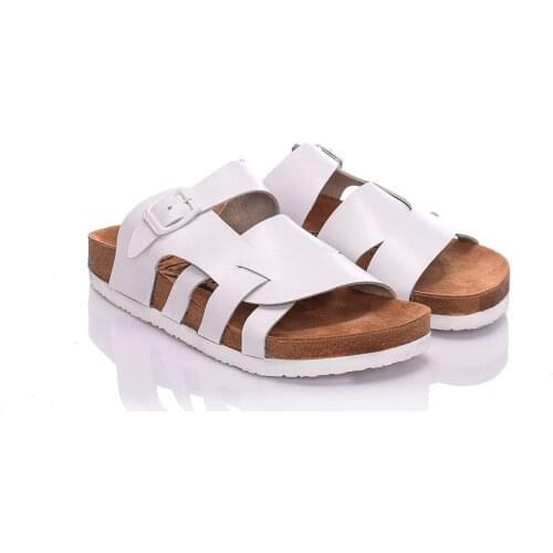 Moosefield Genuine Leather Womens Slippers MD-5MS CROSS-STRIPED SUMMER NEW SEASON WOMENS SLIPPERS