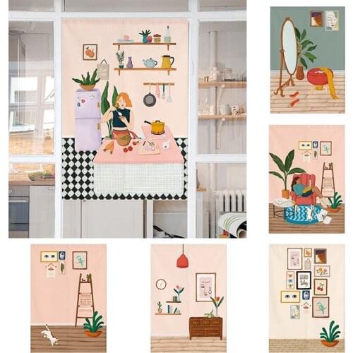 Cartoon Cloth Curtain Bedroom Partition Curtain Home Decoration Door Curtain Kitchen Half Panel Curtain Shower Blackout Curtain