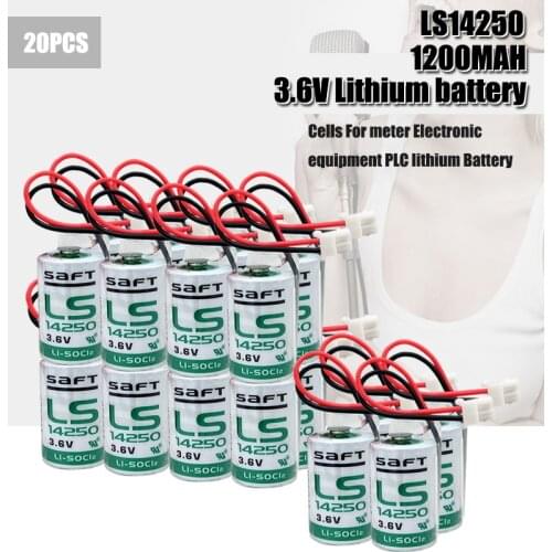 20PCS New Original SAFT LS14250 14250 1/2AA LiSOCL2 3.6V 1200mAh PLC Battery ER14250 R6 Lithium Batteries With Connector Plug
