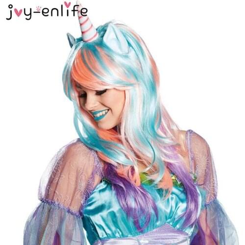 JOY-ENLIFE 1Set Cosplay Unicorn Wig Happy Birthday Unicorn Theme Party Decoration Baby Shower Kids Children Party Supplies
