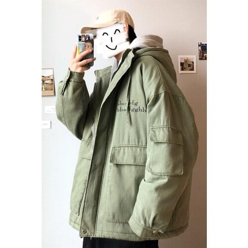 Oversize 2020 Winter Warm Casual Mens Parka Korean Streetwear Fashion 3 Colors Coat Graphic Printed Classic Black Parka