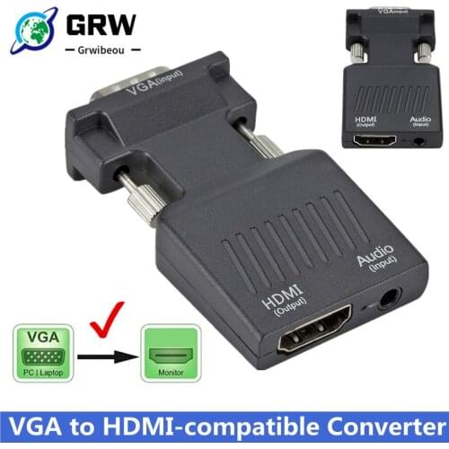 VGA to HDMI-compatible Converter Adapter 1080P VGA Adapter For PC Laptop to HDTV Projector Audio Video HDMI-compatible to VGA