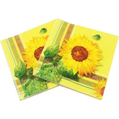 [RainLoong] Sunflower Paper Napkin Printed Para Festas & Party Supply Decoration Tissue Servilleta 33*33cm 1 pack (20pcs/pack)