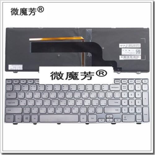 Russian Keyboard for DELL for Inspiron 15-7000 Series 7537 RU Keyboard Backlit with SILVER FRAME