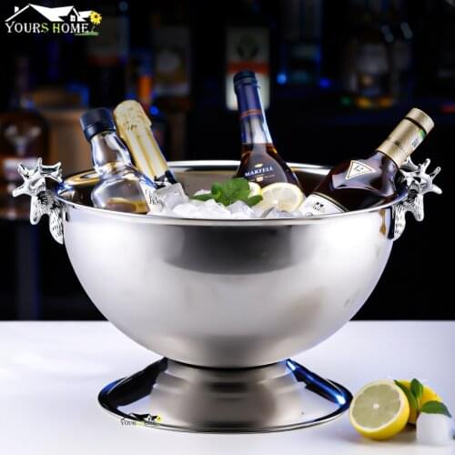 13L Stainless Steel Ice Bucket Deer Head Wine Champagne Granule Tube Champagne Barrel Ice Wine Barrel Barware