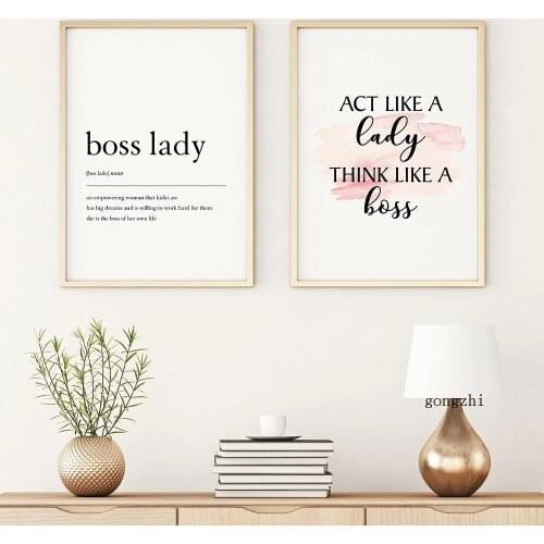 Act Like A Lady ,think Like A Boss Quote Posters Minimalist Canvas Painting and Prints Wall Art Pictures for Bedroom Home Decor
