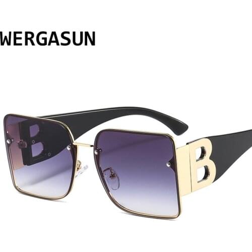 WERGASUN 2021 Brand Square Sunglasses Woman Oversized Shades For Women Big Frame Fashion Sunglasses Female UV400 Glasses