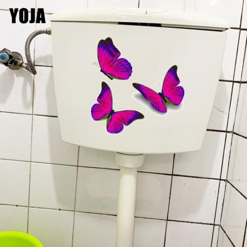 YOJA 23.6×24.5CM Three Flying Butterflies Fashion Wall Stickers Creative Cartoon Home Toilet Decoration T1-3271