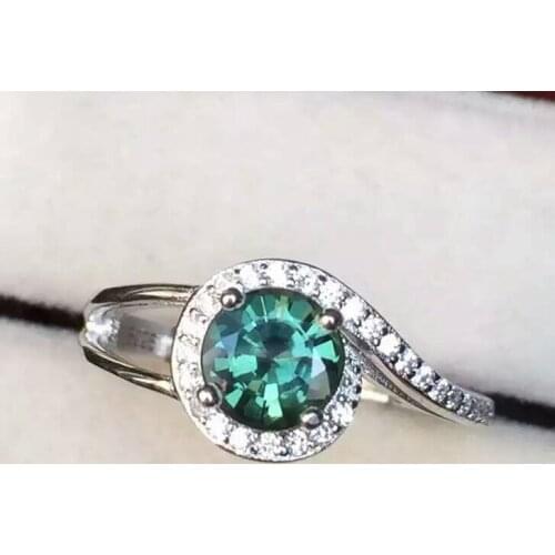 Natural blue sapphire gem Ring Natural gemstone Ring 925 sterling silver trendy Elegant round surround women party Jewelry