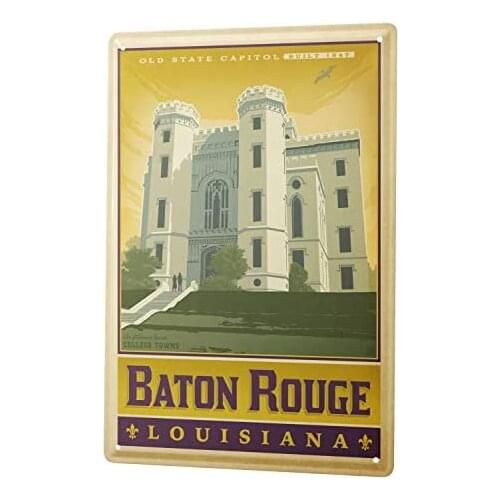 Tin Sign Decor Plaques 30 x 40 cm Retro Art Metropole Baton Rouge Louisiana