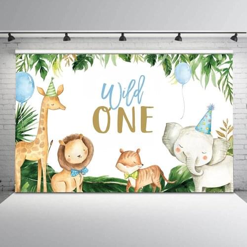 Animals backdrop for photography boy wild one background giraffe lion party decoration backdrop for photo studio customize newbo