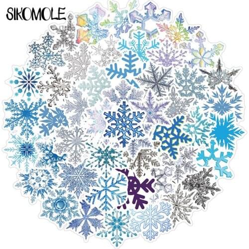 50PCS Christmas Decoration Glass Snowflake Pattern Sticker Luggage Laptop Skateboard Bicycle Decal Toy Stickers For Children F5
