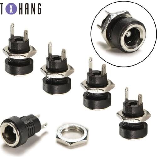 10Pcs 3A 12v For DC Power Supply Jack Socket Female Panel Mount Connector 5.5mm 2.1mm Plug Adapter 2 Terminal Types 5.5*2.1