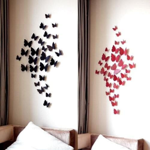 High Quality 12 Pcs 3D Wall Stickers Butterfly Fridge Magnet for Home Decoration Wall Stickers Wall-papers New Stranger Things