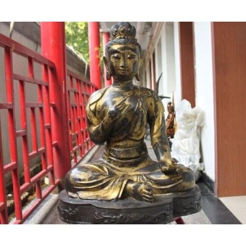 25 Tibet Folk Fane joss kwan-yin Bodhisattva Guanyin Copper bronze gilt statue