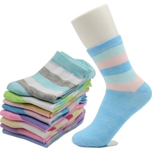 5Pairs Candy Color Striped Women Short Sock Breathable Absorb Sweat High Quality Cotton Women Socks Simple Lovely Girl Sock Meia