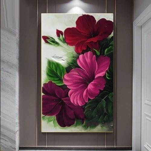 5d diamond painting red & purple flower large size painting Diy diamond mosaic full drill diamond embroidery round rhinestones